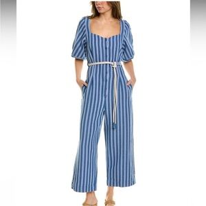 Joie Small Shelburna Cotton Jumpsuit Anthropologie Blue Stripe Crop Boho R9